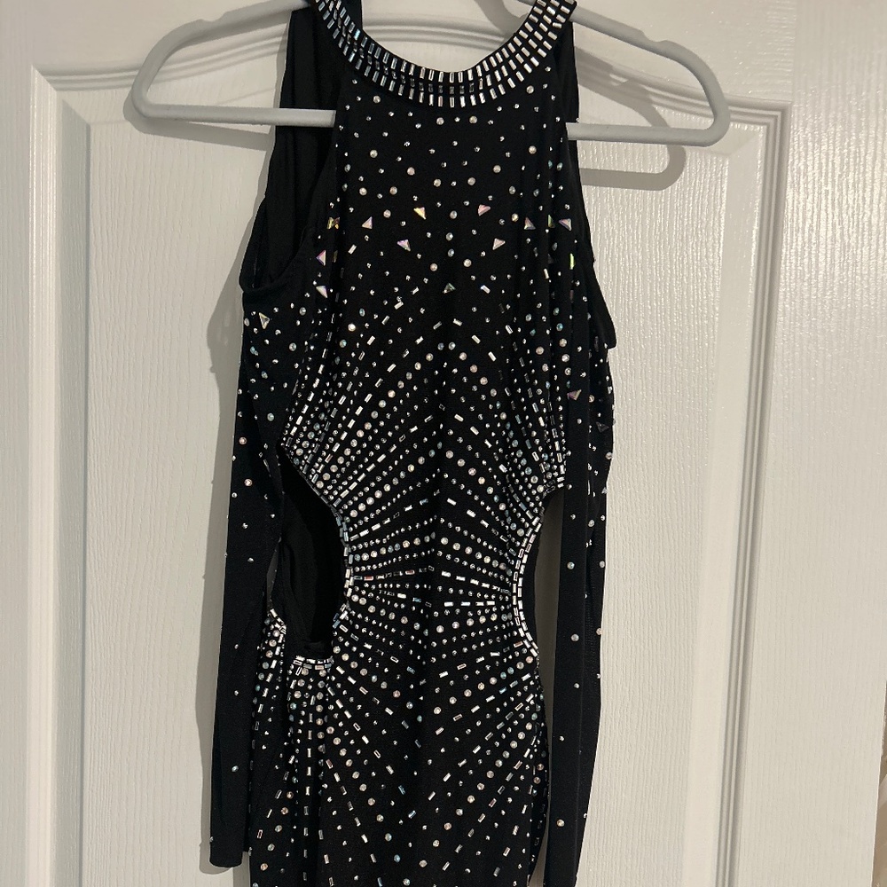 Black mini dress with rhinestones